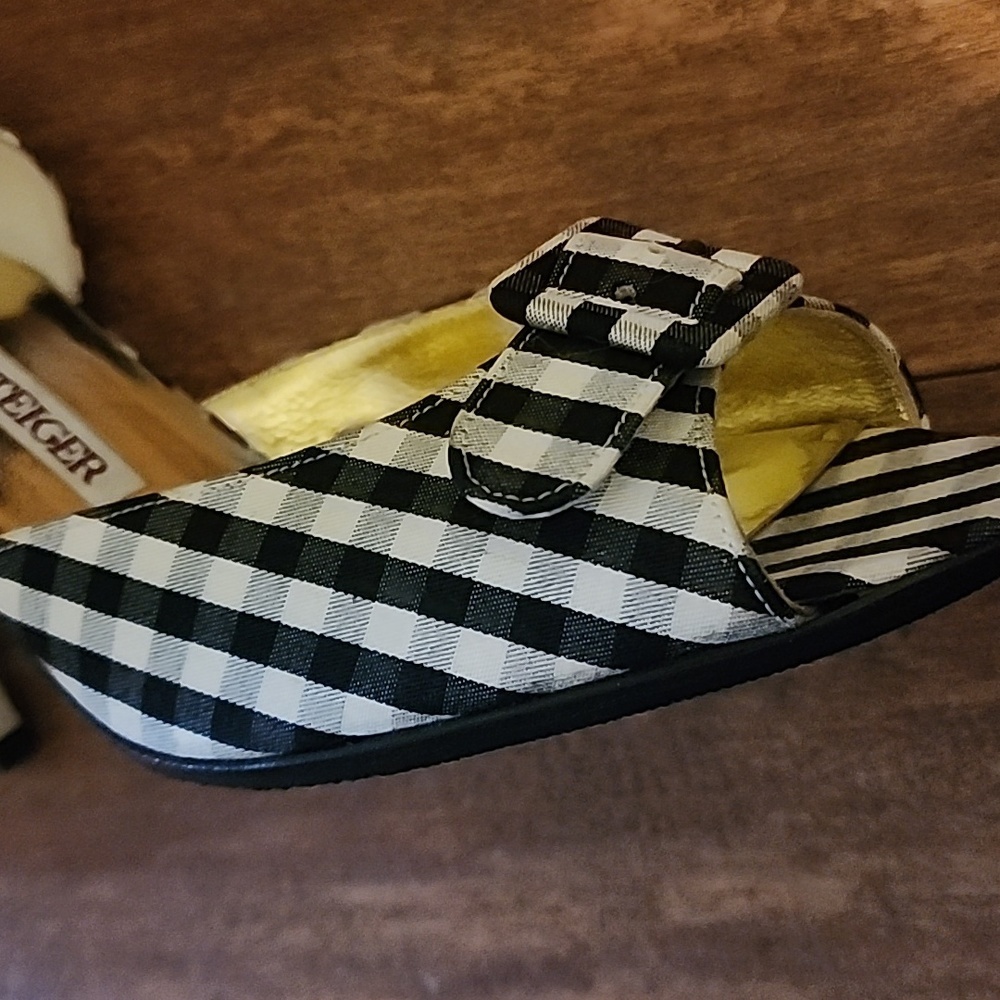 Walter Steiger black/ white peep toe pumps 7.5 - Picture 9 of 14